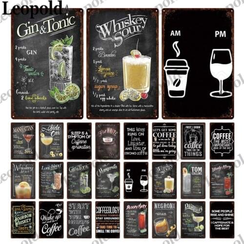 Drink Metal Plaque Vintage Wine Bottle Bar Metal Poster Wall Sticker Tin Label Coffee Shop Dessert Shop Bar Home Decoration