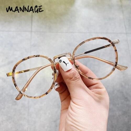 Anti Blue Light Round Frame Eyeglasses TR90 Optical Glasses Frame Computer Glasses Retro Eyewear for Student Office Home
