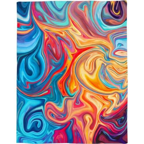 Fluid Painting Gradient Texture Customize Blanket Soft Throw Blanket Machine Washable Blankets For Beds
