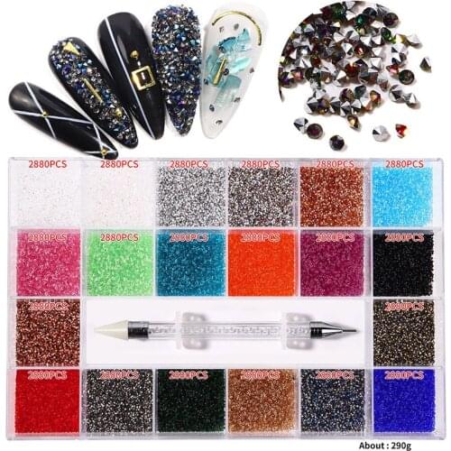 Swarovsky Nail Art Rhinestones Set 21 Grids Different Ornaments 1 Dotting pen Manicure Decoration Accessories Irregular Gem