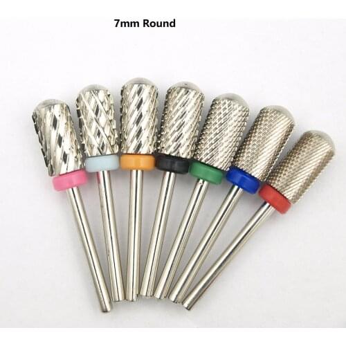 New Silver! Quality 6.6mm Big Round Top barrel Original Tungsten steel Carbide Manicure Nail drill bit File Accessories