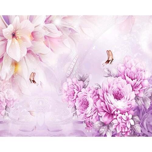 Beibehang Custom Wallpaper Home Decorative Mural Dream Lily Peony Butterfly Flower Stereo TV Sofa Background 3d Wallpaper mural