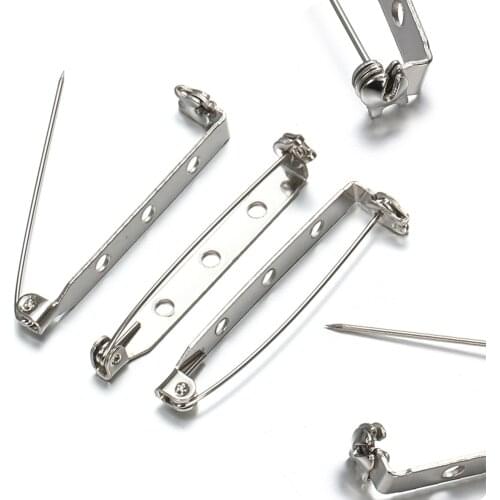 50pcs 20mm 25mm 32mm 38mm Brooch Base Back Bar Badge Holder Safe Lock Brooch Pins for DIY Jewelry Making Accessories Supplies