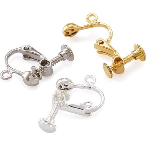 100pcs Screw ear clip Non-Pierced Earring Converter with Loop for Jewelry Making