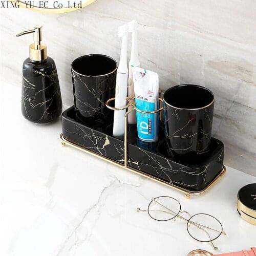 European Style Light Luxury Tooth Cup Simple Household Brushing Cup Couple Mouthwash Cup Ceramic Toothbrush Cup Set Family