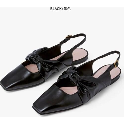 Butterfly-knot square toe genuine leather sandals woman buckle strap slingback gladiator sandalias chick low heels shoes women