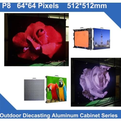 TEEHO high brightness 7000nits P8 Outdoor waterproof led display Diecasting Cabinet 512mm*512mm 64*64dots rental slim video wall