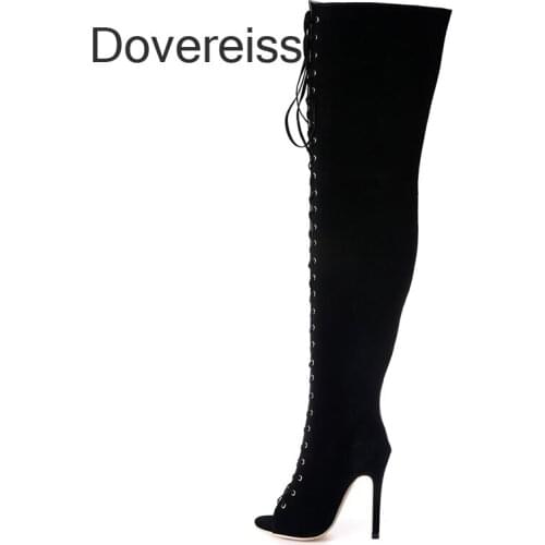 Summer Women fashion sexy new Stilettos heels Peep toe Cross tied Zipper consice height Over the knee boots cool boots 35-40
