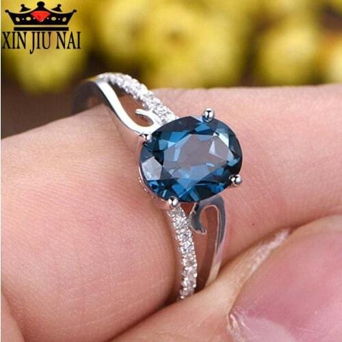 Female court vintage style silver jewelry details please blue zircon Seiko S925 silver glamour jewelry holiday gift