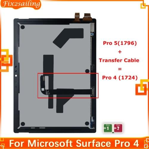 LCD For Microsoft Surface Pro 4 1724 Display with Touch Screen Digitizer Assembly LG Version For Pro 5 +Transfer cable=Pro 4