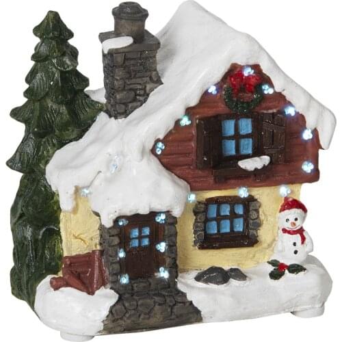Winter Xmas Decoration Snow Christmas Village House with Fibre Optical LED Light