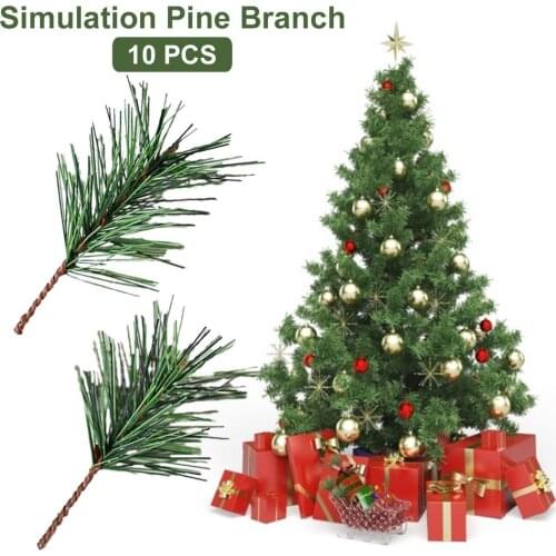 10PCS pine needle artificial flower plant fake flowers branch For Christmas tree decoration accessories DIY scrapbook home decor