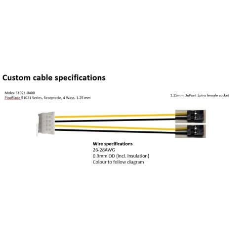15CM custom cables 0.049" 51021 Series 51021-0400 1.25MM to dupont 2.54 1.25 Female HOUSING 4 POS 1.25MM 1007 28 AWG JST 1.25