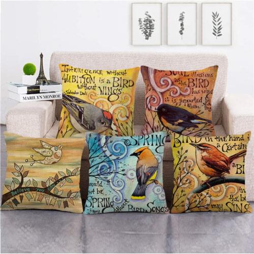 45cm*45cm Beautiful Cartoon Bird Lovely Animals Linen/cotton Throw Pillow Covers Couch Cushion Cover Home Decor Pillowcase