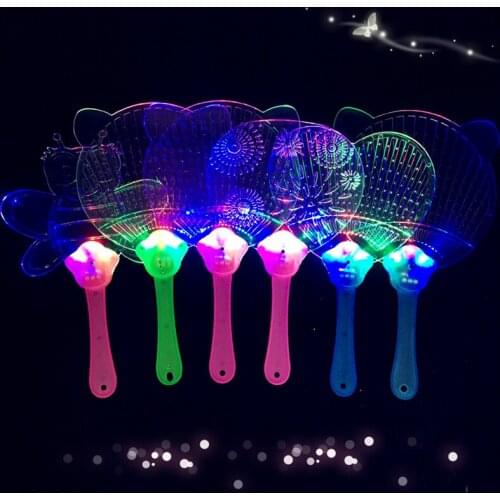 5pcs/lot Led Light Fan Flashing Plastic Fan Singing Dance Novely Light Up Toys Childrens Baby Glow Creative Decoration Supplies