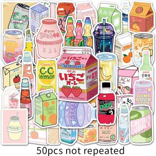 50Pcs Cute NS Style Drink Cartoon Stickers Laptop Guitar Luggage Fridge Waterproof Drinks Graffiti Sticker Decal Kid Classic Toy
