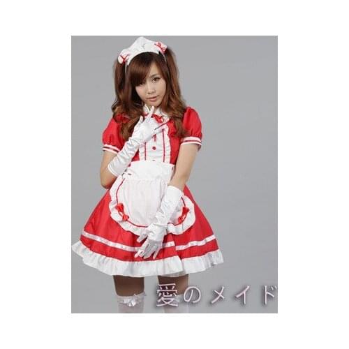 Anime K-ON! Maid dress Cosplay Costume for Women Lolita Dresses Loaded black red girls dress Role play costume for Halloween