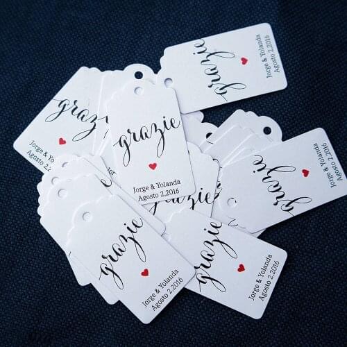 White Cardboard Paper Label Love Preference Banquet Bachelor Party Italian Thank You Wine Flowers Wedding Marriage