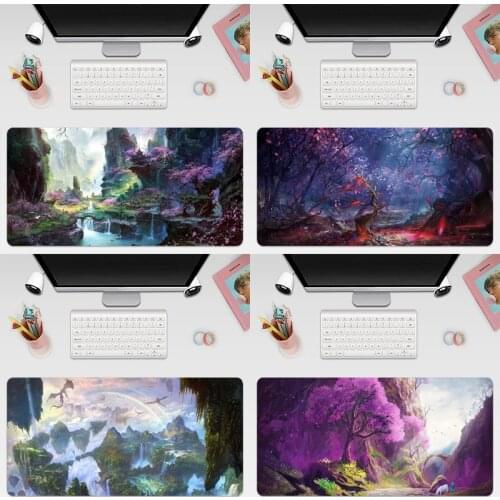 Fantasy Landscape Anime Art Large Keyboard Cover Non-Slip Rubber Base Computer Carpet Desk Mat PC Game Mouse Pad
