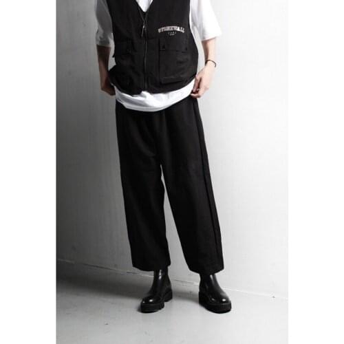 Pants mens trendy brand ins loose straight tube versatile linen loose wide leg pants handsome mid waist casual pants
