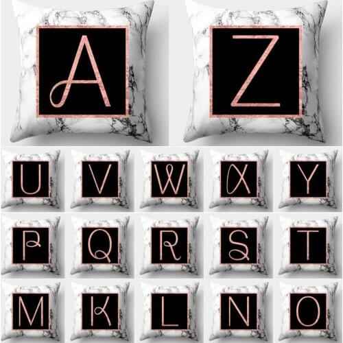 Marble Alphabet Letter Pillow Case 45x45cm Peach Skin Cushion Cover Decoration Home Sofa Decorative Pillowcase Decor for Home