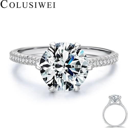 Colusiwei Luxury Emerald Cut Prong Cubic Zirconia Rings for Women Wedding Classic 925 Sterling Silver Ring Fine Jewelry 5-9 Size