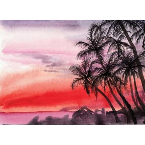 DIY Square Round Diamond Embroidery Sunset Sea And Palms Landscape Diamond mosaic Cross Stitch diamond painting rhinestone