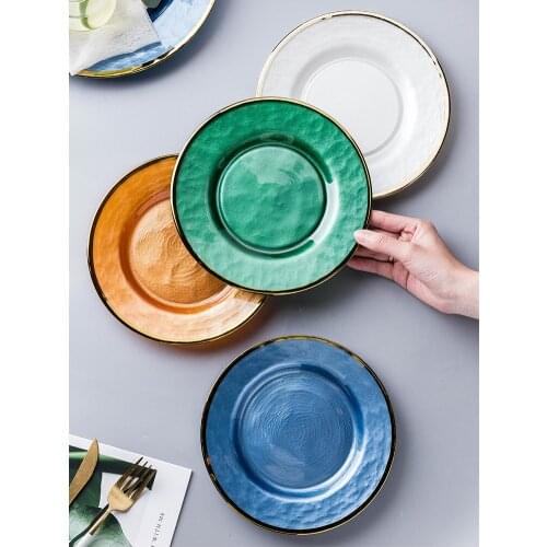 European Phnom Penh glass plate creative plate Western food plate wind salad cake plate breakfast plate