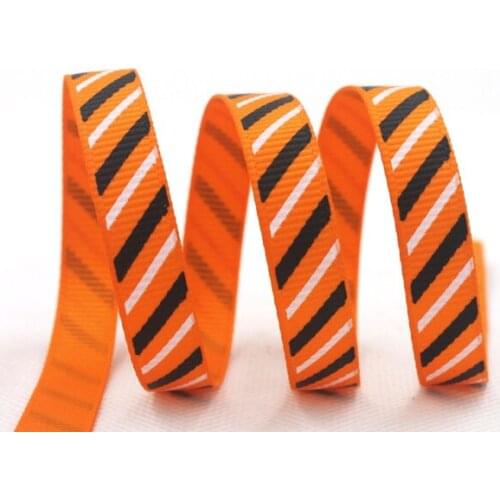 [IuBuFigo] 3/8" 9mm All Saints Day Ribbon Diagonal Grosgrain Printed Halloween Ribbons For Decoration 100yard/lot
