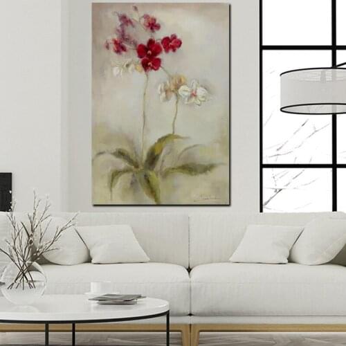 Red White Flower Abstract Oil Painting on Canvas Art Wall Picture Posters and Prints Modern Cuadros Decorative for Living Room