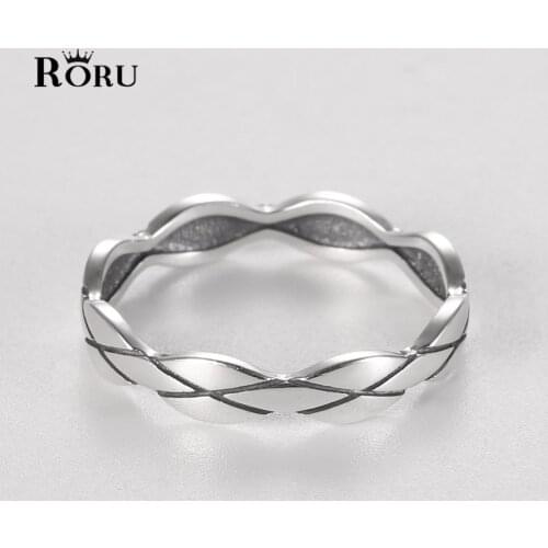 RORU 925 Sterling Silver Wave Finger Rings for Women Man Couples Simple Retro Style Fine Jewelry Party Gifts 2021 High Quality