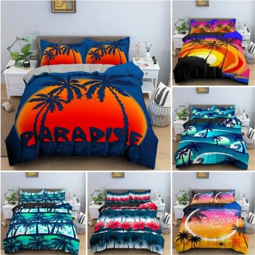 Tropical Trees Bedding Set Soft Luxury Duvet Cover Set 3D Printed Bedclothes For Bedroom Decor King Queen Twin Single 2/3PCS