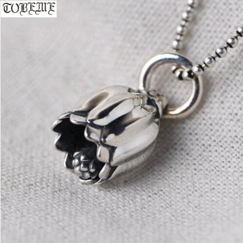 100% 925 Silver Tibetan Lotus Pendant 925 Sterling Silver Lotus Pendant Women Pendant