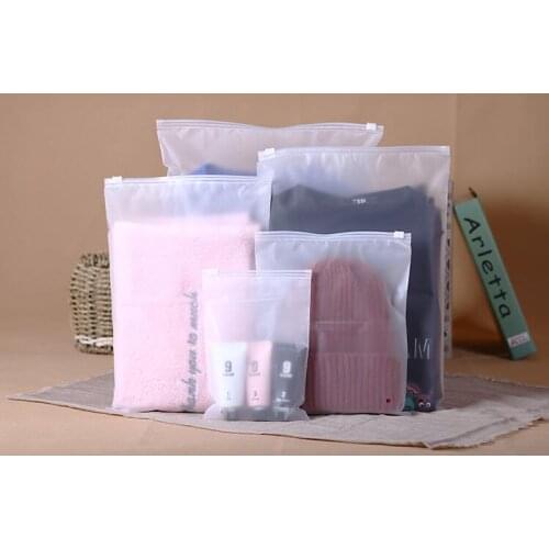 50PCS/LOT Frosted Zip Locker Storage Bag PE Plastic Zipper Bag Thickening 160MIC Custom LOGO Printing