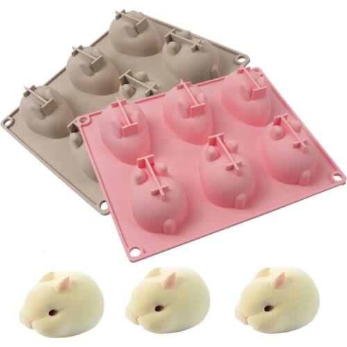 Cute Bunny Silicone Cake Mold Easter Christmas Rabbit Home DIY Fondant Mousse Cake Moulds Decoration Baking Molds Tools