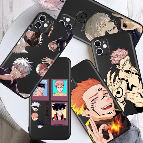 CARTOON Anime Jujutsu Kaisen Yuji Itadori Fushiguro Megumi Funda Soft Phone Case for Iphone 12 11 Pro X Xs Max XR 7 8 Plus Cover