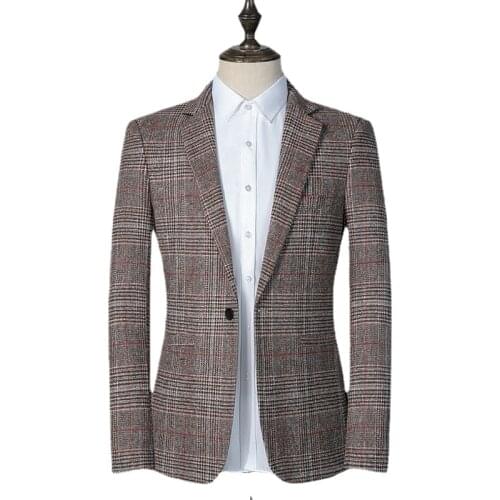 British Style Mens Suits Blazers Fashion Plaid Casual Wedding Business Blazer Homme Slim Fit Dress Coat Terno Masculino S-4XL