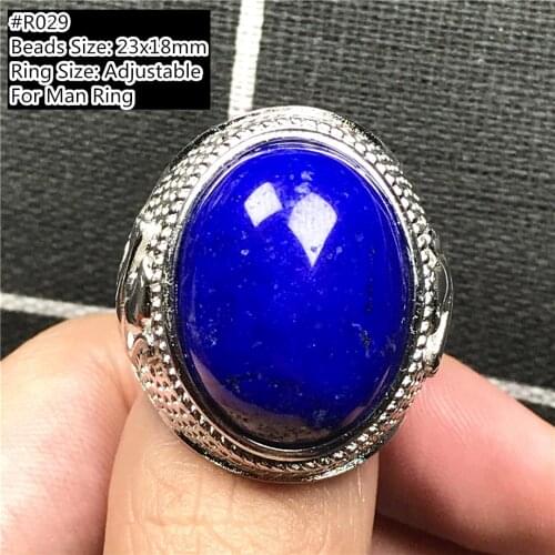 Top Natural Royal Blue Lapis Lazuli Ring Jewelry For Man Ring Silver Wealth Luck Love Luck Beads Gemstone Adjustable Ring AAAAA