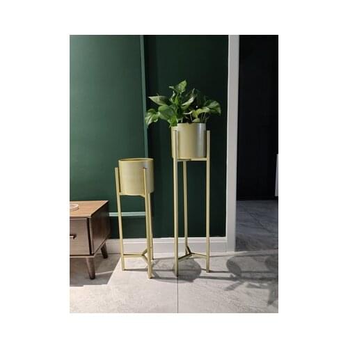 Floor-standing Nordic Golden Flower Shelf Indoor Light Luxury Wrought Iron Flower Pot Holder Gold Home Living Room Decorative