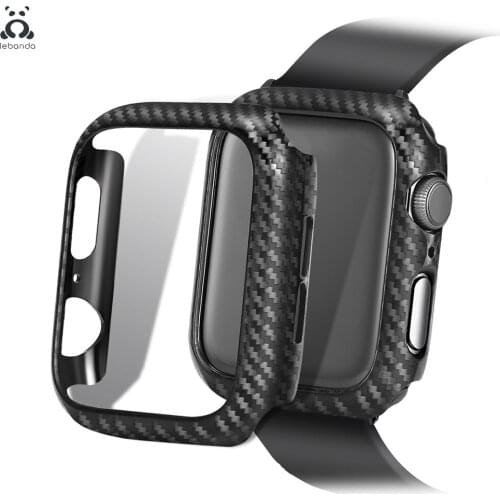 Lebanda PC cover for Apple Watch series 6 SE 5 4 3 2 1Plastic bumper carbon brazing case protector for iWatch 38 42 40 44mm band