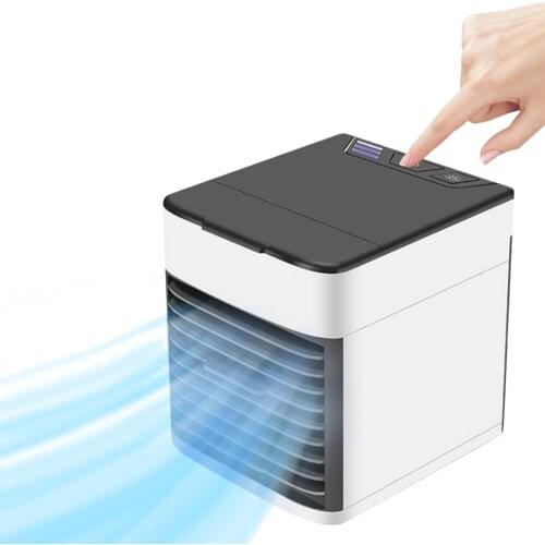 Portable Air Conditioner Personal Desktop Air Cooler Humidifier Air Purification USB Mini Fan with 7 Color LED Light for Home