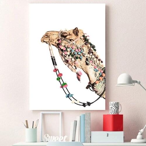 Bohemian Camel Poster Nordic Style Desert Animal Boho Canvas Painting Wall Art Decor