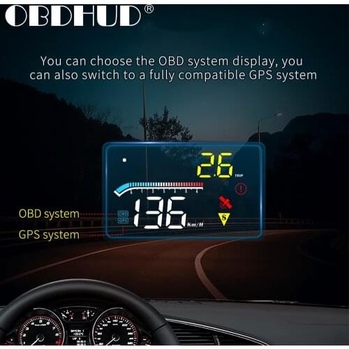 2020 M17 HUD OBD Head Up Display OBD2 GPS Dual System Windshield Speed Projector Security Alarm Water temp Overspeed RPM Voltage