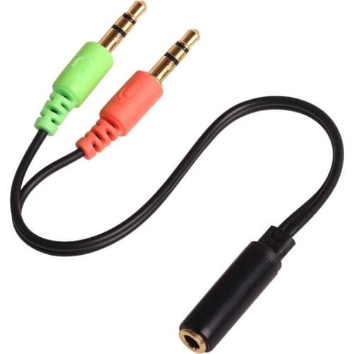 Splitter Headphone for Computer 3.5mm Female To 2 Male 3.5mm Mic Audio Y Splitter Cable Headset To PC Adapter 300pcs/lot