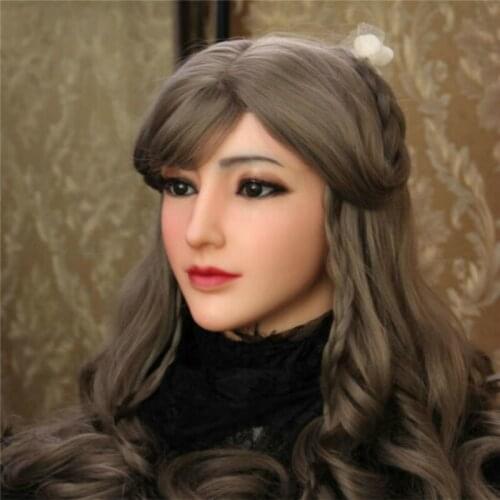 Realistic Silicone Female Headwear Halloween Handmade Cap Crossdresser Realistic Soft Bionic Skin Transgende Queen Transvestite
