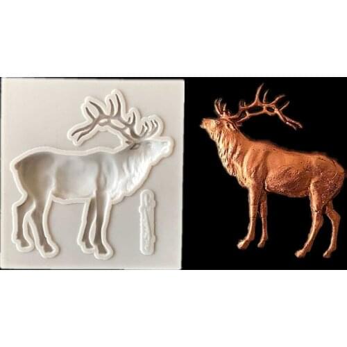 Christmas Elk Fondant Cake Silicone Mold Chocolate Candy Molds Cookies Pastry Biscuits Mould DIY Cake Decoration Baking Tools