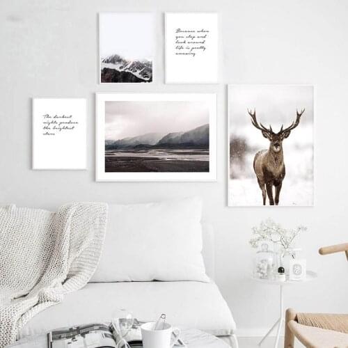 Modern Style Winter Snow Scene Canvas Painting Wall Art Nordic Posters and Prints Wall Pictures for Living Bedroom Decoration