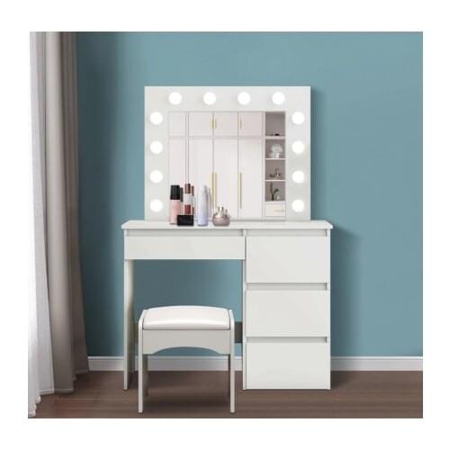 Louis Fashion Led Dressers Vanity Set With Lighted Mirror With Four Drawers Dressing Table