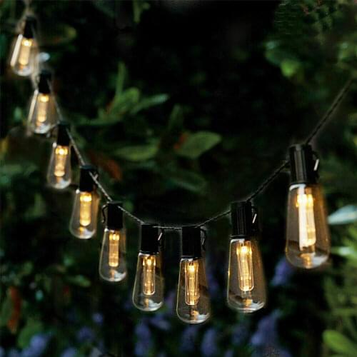 LED Solar Powered String Lights Outdoor Decoration Vintage Bulb Lamps IP65 Waterproof Holiday Wedding Party Garden Fairy Light