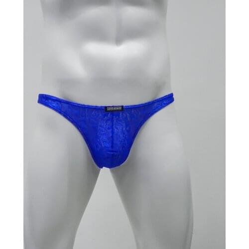 Sexy Mens Transparent Floral Lace Underwear Breathable Briefs Underpants Pouch Lingerie T-back Shorts Male Panties